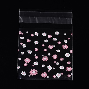Rectangle OPP Cellophane Bags, with Flower Pattern, Clear, 10x6.9cm, Unilateral Thickness: 0.035mm, Inner Measure: 7x6.9cm, about 95~100pcs/bag