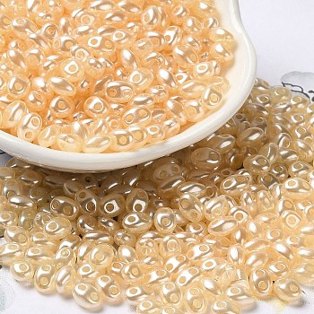 Opaque ABS Beads, Double Hole, Oval, Navajo White, 6x4.5x3.3mm, Hole: 1.2mm, about 14516pcs/500g