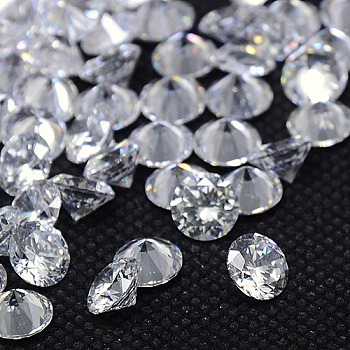 Diamond Shape Grade AAA Cubic Zirconia Cabochons, Faceted, Clear, 7mm