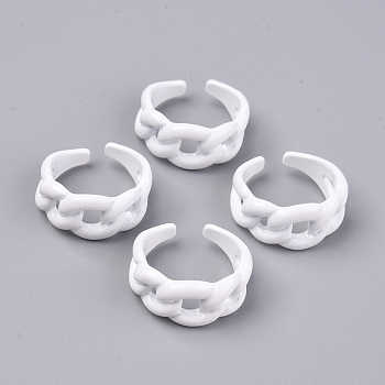 Spray Painted Alloy Cuff Rings, Open Rings, Cadmium Free & Lead Free, Curb Chain Shape, White, US Size 8 1/4(18.3mm)