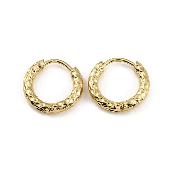 Ion Plating(IP) 304 Stainless Steel Grooved Hoop Earrings, Real 18K Gold Plated, 15x2.5mm, Pin: 1mm