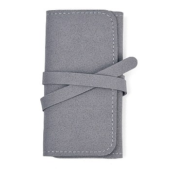 Microfiber Jewelry Rolls for Rings Earrings Bracelets Necklaces, Rectangle, Gray, 12x7x1.6cm