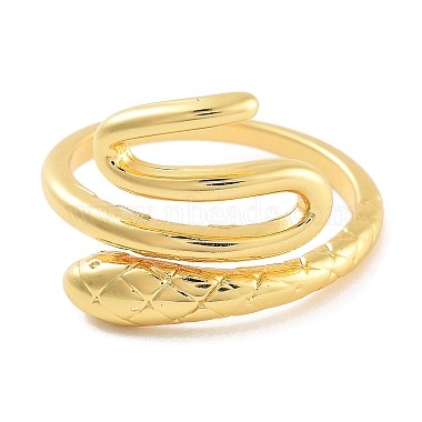 Snake Rack Plating Brass Open Cuff Rings for Women(RJEW-Z059-22G)-2