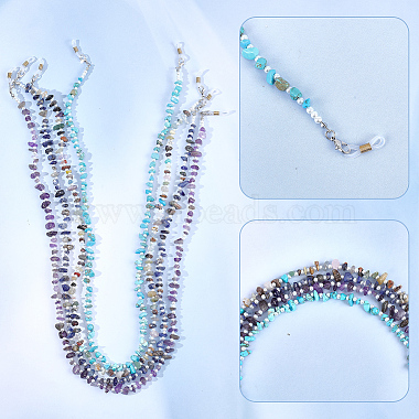 4 pcs 4 style pierres précieuses naturelles et synthétiques mélangées et chaînes de perles de verre(AJEW-AB00060)-3