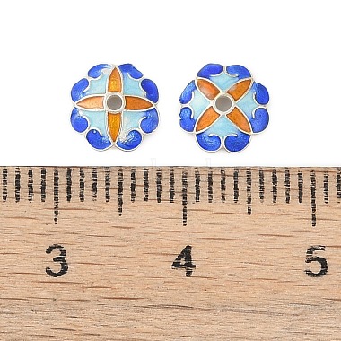 925 Sterling Silver Enamel Bead Caps(STER-P060-06P)-3