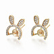 Brass Micro Pave Clear Cubic Zirconia Stud Earring Findings(KK-T062-56G-NF)-1