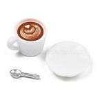 Coffee Cup and Plate Spoon Resin Miniature Ornaments, Micro Landscape Garden Dollhouse Accessories, Pretending Prop Decorations, Saddle Brown, 14.5~25x5.5~23.5x2~18.5mm, 3pcs(DOLL-F001-02A)