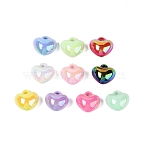 UV Plating Acrylic Beads, Heart, Mixed Color, 18x18x12.5mm, Hole: 3mm(OACR-M013-07)