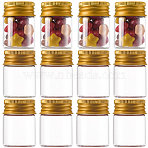 20Pcs Clear Glass Bottles Bead Containers, Screw Top Bead Storage Tubes with Aluminum Cap, Column, Golden, 3x4cm, Capacity: 15ml(0.51fl. oz)(CON-SC0001-11G-01)