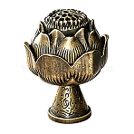 1Pc Alloy Incense Burners, Lotus Incense Holders, Home Office Teahouse Zen Buddhist Supplies, Antique Bronze, 40x40x52mm(AJEW-DJ0002-28)