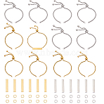 DIY Rectangle Link Bracelets Making Kits, Including 304 Stainless Steel Connector Charms and 304 Stainless Steel Slider Bracelet, Mixed Color, 35x6x1mm, Hole: 1.5mm(DIY-HS0001-79)