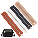 4Pcs 4 Colors PU Leather Zipper Sewing Accessories, with Alloy Zipper Puller, for DIY Woven Bag, Mixed Color, 235x41x8.5mm, 1pc/color(FIND-WR0011-72)