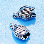 Tibetan Style Alloy Pendants, Flower Charms, Antique Silver, 12x7mm(FIND-H019-03AS)