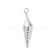 Ion Plating(IP) Brass Pendants, Conch, Real Platinum Plated, 22x6mm, Hole: 1.5mm(KK-A168-08P)