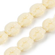 Synthetic Coral Carved Beads Strands, Dyed, Fish, Lemon Chiffon, 14x13x5mm, Hole: 1.4mm, about 26pcs/strand, 13.58 inch(34.5cm)(CORA-C003-13A)