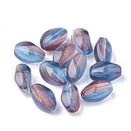 Two Tone Transparent Spray Painted Acrylic Bead, Oval, Blue, 14x8x8mm, Hole: 1mm, about 900pcs/500g(ACRP-T005-30)