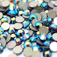 Glass Flat Back Rhinestone, Grade A, Back Plated, Faceted, AB Color, Half Round, Smoked Topaz, SS16, 3.8~4.0mm, 1440pcs/bag(RGLA-C002-SS16-220AB)