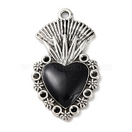 Alloy Enamel Pendants, Antique Silver, Heart, 36x20x3mm, Hole: 2mm(ENAM-Q5.3-01AS-10)