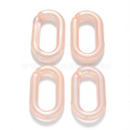 Transparent Acrylic Linking Rings, Quick Link Connectors, For Jewelry Chains Making, AB Color Plated, Imitation Gemstone Style, Oval, Light Salmon, 37.5x23x6mm, Inner Diameter: 25.5x11mm(TACR-T016-05C)