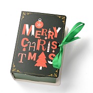 Christmas Folding Gift Boxes, Book Shape with Ribbon, Gift Wrapping Bags, for Presents Candies Cookies, Christmas Themed Pattern, 13x9x4.5cm(CON-M007-03B)