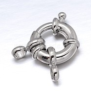 Brass Spring Ring Clasps, Platinum, 14.5x6mm, Tube Bails: 9.5x5.5x1.5mm, Hole: 2.5mm(KK-L082D-01P)