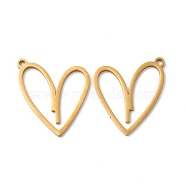 Ion Plating(IP) 304 Stainless Steel Pendants, Heart Charm, Real 18K Gold Plated, 27x24x1.5mm, Hole: 2mm(STAS-A070-28G)