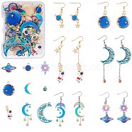 DIY Planet Earring Making Kit, Including Star & Moon & Spaceman 201 Stainless Steel & Alloy Enamel & Brass Link Connectors & Pendants, Stainless Steel & Iron Earring Hooks, Mixed Color, 62Pcs/box(DIY-SZ0009-55)