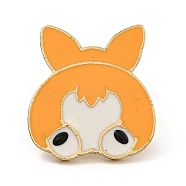 Puppy Dog Enamel Pin, Light Gold Alloy Creative Badge for Backpack Clothes, Orange, 29x27x2mm, Pin: 1.2mm(JEWB-I019-16KCG)