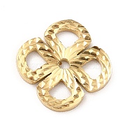 304 Stainless Steel Spacer Beads, Textured, Flower, Real 14K Gold Plated, 12x12x1mm, Hole: 1.2mm(STAS-G295-49G)