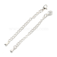 304 & 201 Stainless Steel Curb Chain Extender, End Chains, with Lobster Claw Clasps & Teardorp Chain Tabs, Silver, 72mm(X-STAS-B045-01S)