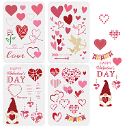 PET Hollow out Drawing Painting Stencils Sets for Kids Teen Boys Girls, for DIY Scrapbooking, School Projects, Heart Pattern, 29.7x21cm, 4 sheets/set(DIY-WH0172-986)