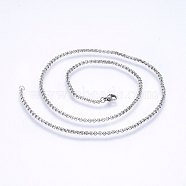304 Stainless Steel Cable Chain Necklaces, Stainless Steel Color, 19.68 inch(50cm), 2.5mm(NJEW-P226-02P-04)