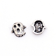 Halloween Themed Alloy Cabochons, Nail Art Decoration Accessories for Women, Cadmium Free & Lead Free, Ghost, Antique Silver, 5x5x1.5mm, about 100pcs/bag(MRMJ-WH0067-04AS-RS)