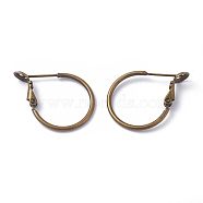 Brass Hoop Earring Findings, Ring, Antique Bronze, 20x1.5mm, Pin: 0.6mm(X-KK-I665-26A-AB)