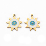 Ion Plating(IP) 316 Surgical Stainless Steel Enamel Charms, Laser Cut, Cadmium Free & Nickel Free & Lead Free, Flower, Golden, 12x12x1mm, Hole: 1mm(STAS-N097-081LG-NR)