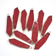 Electroplate Natural White Jade Pendants, with Iron Findings, Dyed, Sword, Golden, 42~43x10~11x4mm, Hole: 2mm(G-S344-24H)