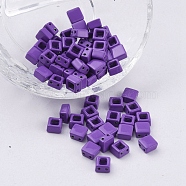 Alloy Multi-Strand Links, Spray Painted, Square, Dark Orchid, 6x6x4mm, Hole: 0.8mm(PALLOY-G268-F-028)