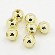 Plating Plastic Acrylic Round Beads, Light Golden Plated, 5mm, Hole: 1mm, about 7000pcs/pound(PACR-L003-5mm-LG)