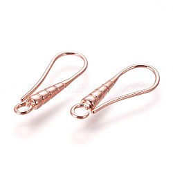 Brass Earring Hooks, with Horizontal Loop, Rose Gold, 21x7x2.5mm, Hole: 1.8mm, 20 Gauge, Pin: 0.8mm(KK-L177-28RG)