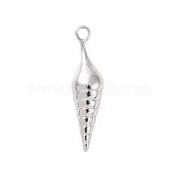 Brass Pendants, Conch, Real Platinum Plated, 22x6mm, Hole: 1.5mm(KK-A168-08P)