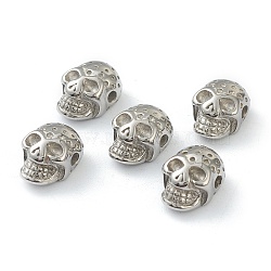 304 Stainless Steel Beads, Skull, for Halloween, Stainless Steel Color, 13.5x9.5x7mm, Hole: 1.8mm(STAS-G244-43B-P)