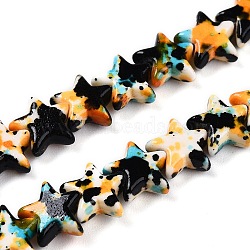 Spray Painted Synthetic Turquoise Beads Strands, Dyed, Star, Orange, 7x7.5~8x3mm, Hole: 0.7mm, about 63~64pcs/strand, 14.17~14.57''(36~37cm)(UNKW-T001-11K-05)