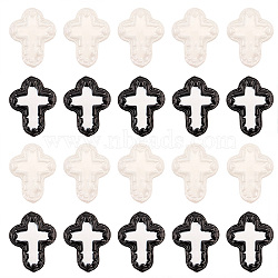 20Pcs 2 Colors Glass Beads Enamel Beads, Hand Painted Beads, Cross, Mixed Color, 14.5x11.5x4mm, Hole: 1mm, 10pcs/color(BLOW-SC0001-02)