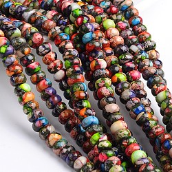 Dyed Synthetic Imperial Jasper Rondelle Beads Strands, Colorful, 6x4mm, Hole: 1mm, about 98pcs/strand, 15.8 inch(G-M275-03-6mm)
