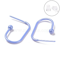 Hypoallergenic Bioceramics Zirconia Ceramic Oval Stud Earrings, Half Hoop Earrings, No Fading and Nickel Free, Cornflower Blue, 25x3.5x15mm(EJEW-Z023-04A)