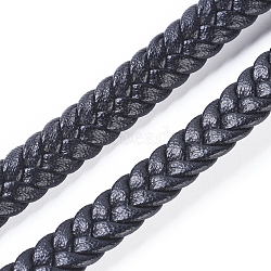 Micro Fiber Imitation Leather Cord, Flat Braided Leather Cord, for Bracelet & Necklace Making, Black, 8x3mm(LC-G008-C01)