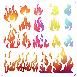 PET Plastic Hollow Out Drawing Painting Stencils Templates, Square, Fire, 300x300mm(DIY-WH0244-292)