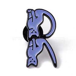 Cat Initial Letter Enamel Pin, Electrophoresis Black Alloy Cartoon Brooch for Backpack Clothes, Letter.R, 30x25.5x2mm, Pin: 1.2mm(JEWB-A005-27-R)