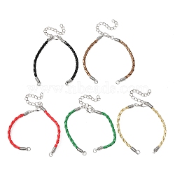 30Pcs Braided PU Leather Cord Bracelet Making, with Iron Findings and Alloy Lobster Claw Clasps, Platinum, Mixed Color, 170x3mm, Hole: 4mm(MAK-SC0001-30A)