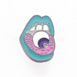 Rack Plating Alloy Enamel Brooches, Enamel Pins, with Brass Butterfly Clutches, Mouth, Cadmium Free & Nickel Free & Lead Free, Gunmetal, Colorful, 26x18mm, Pin: 1mm(JEWB-S011-170-NR)